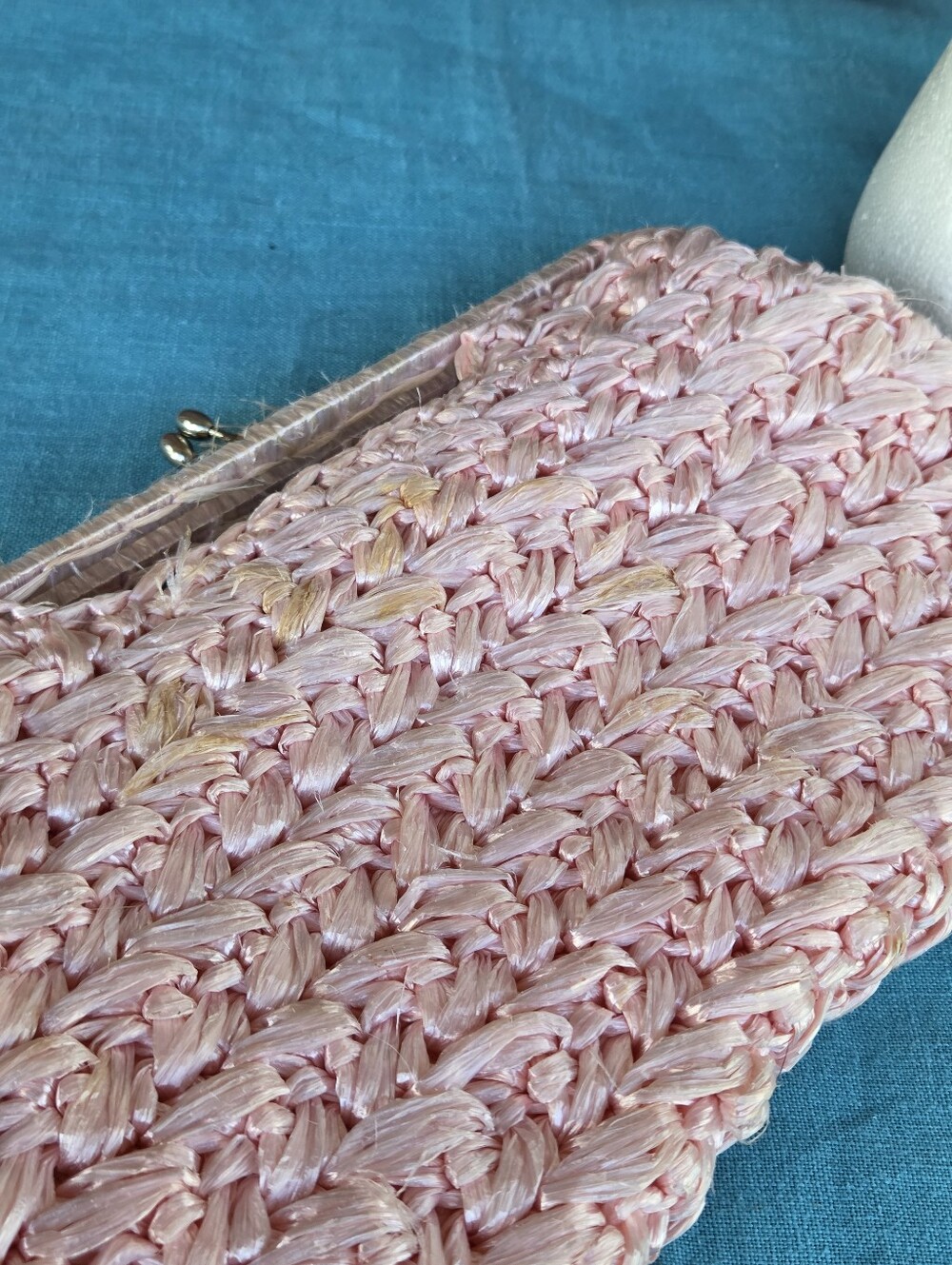 Vintage Pink Woven Straw Hat & Bag - Picture 8 of 12